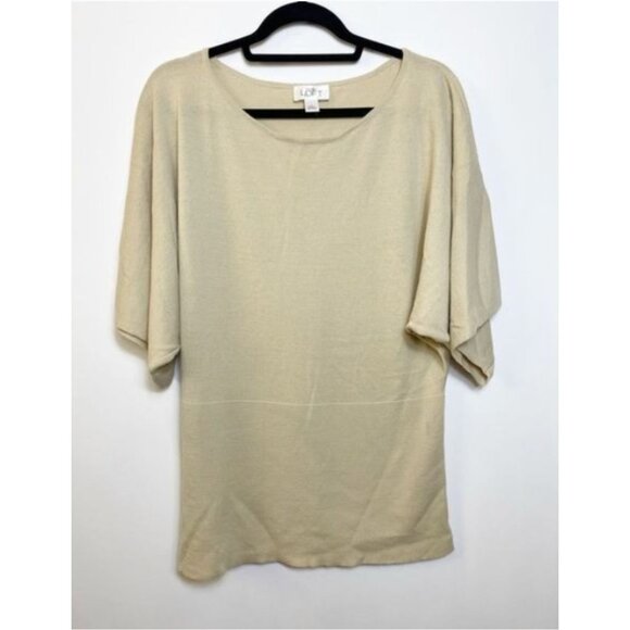 Ann Taylor Loft Tan Kimono Sleeve Lightweight Sweater L Soft Wool/Acrylic Blend - Picture 8 of 8